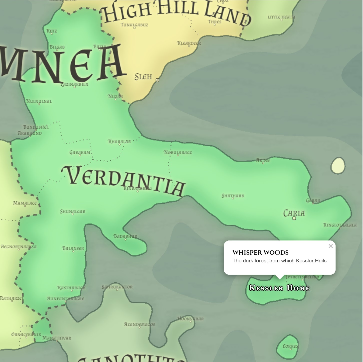 Detailed map of Verdantia